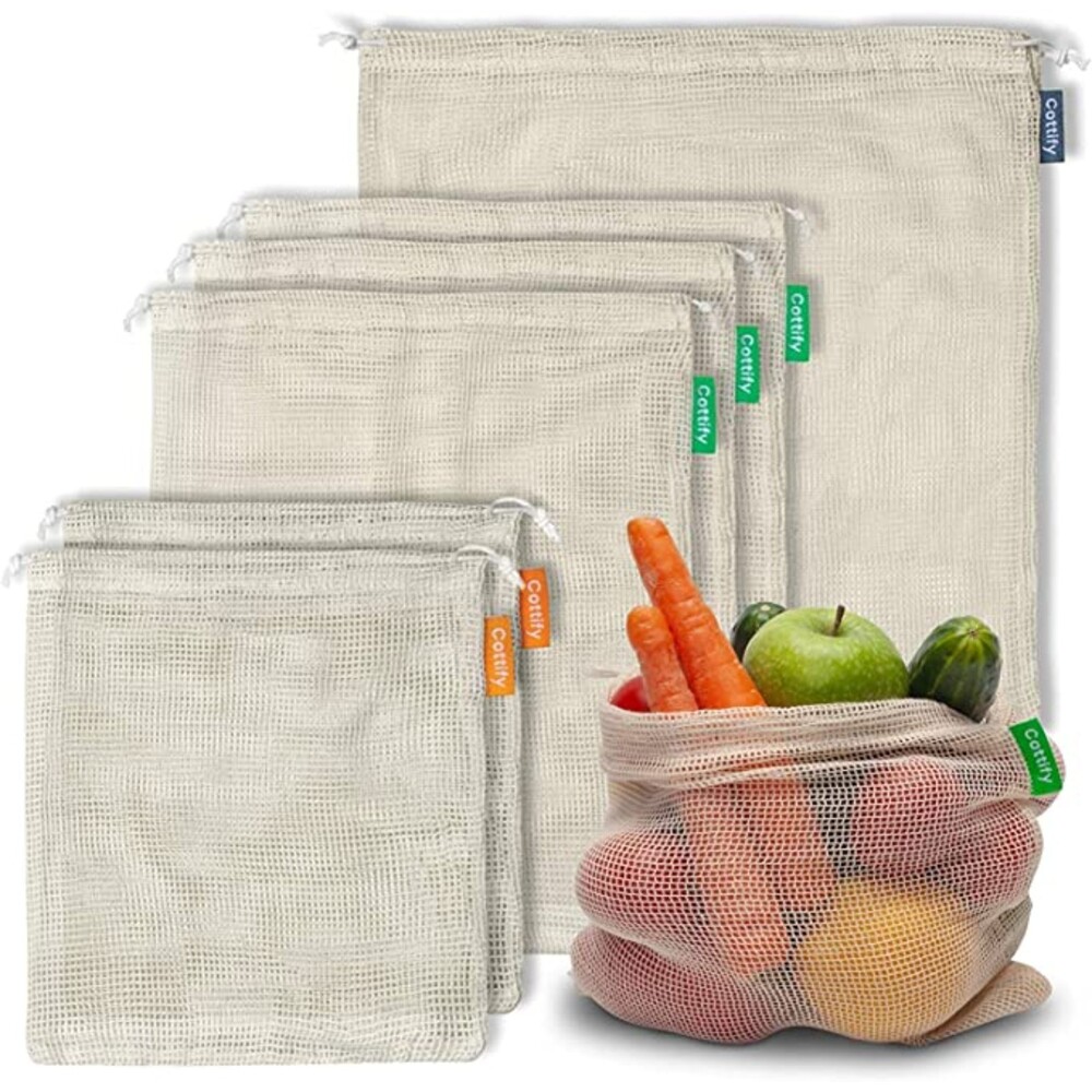 Reusable Mesh Produce Bags (6 bags - 3 sizes)